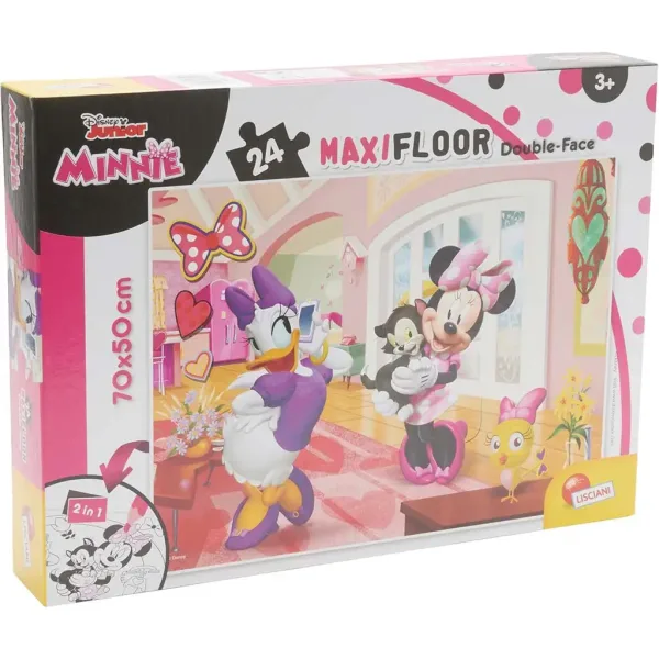 Minnie Mouse 2 în 1 maxi puzzle de 24 piese și carte de colorat 70x50cm - Lisciani imaginea 1