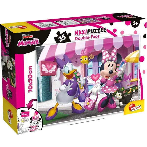 Minnie Mouse 2 în 1 puzzle maxi cu 35 de piese și carte de colorat 70x50cm - Lisciani imaginea 1