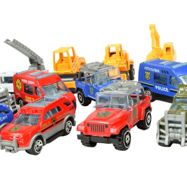 Model de mașină: Serviciu public 16 bucăți salvare, pompieri, militari și set de vehicule de muncă. imaginea 10