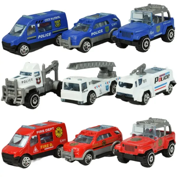 Model de mașină: Serviciu public 16 bucăți salvare, pompieri, militari și set de vehicule de muncă. imaginea 7