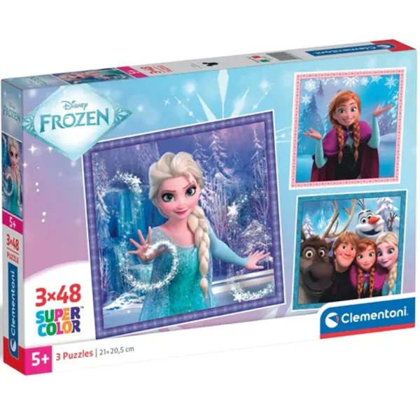Momente vesele din Regatul de Gheață puzzle Supercolor Clementoni 3x48 piese imaginea 1