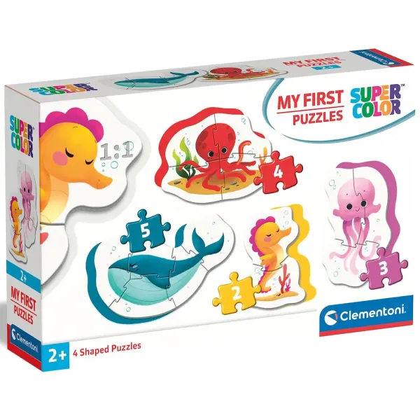 MyFirst Puzzle: 4 în 1 animale subacvatice Supercolor puzzle pentru bebeluși - Clementoni imaginea 1
