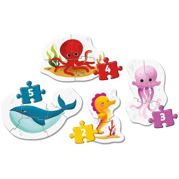 MyFirst Puzzle: 4 în 1 animale subacvatice Supercolor puzzle pentru bebeluși - Clementoni imaginea 2