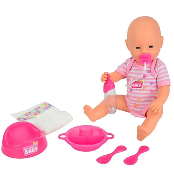 New Born Baby păpușă care face pipi cu accesorii 38 cm - Simba Toys imaginea 2