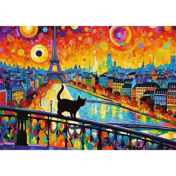 O pisică la Paris puzzle de 1000 de piese HQ - Trefl imaginea 2