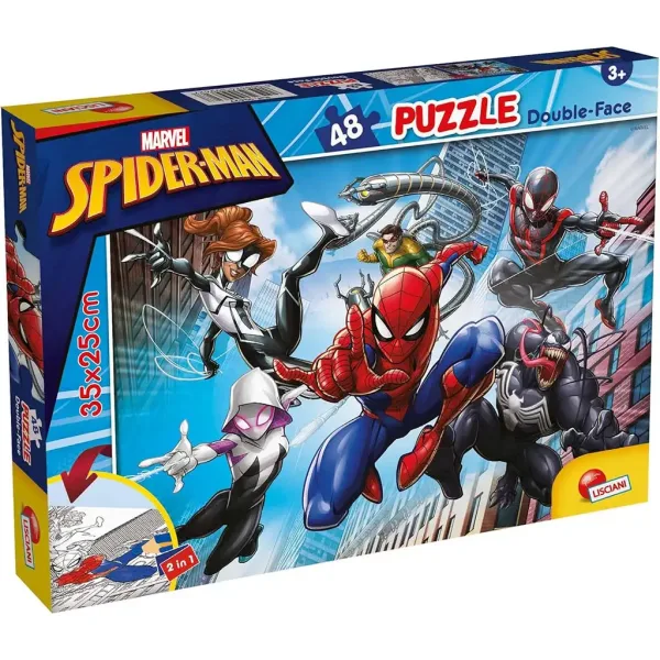 Omul Păianjen 2-în-1 puzzle de 48 piese și carte de colorat 35x25cm - Lisciani imaginea 1