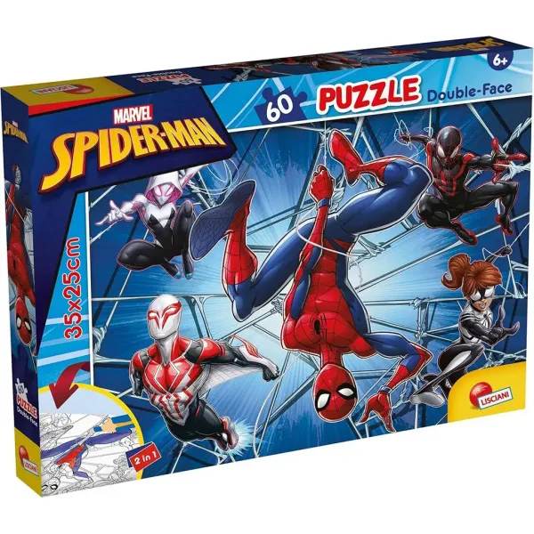 Omul-Păianjen 2 în 1 puzzle de 60 piese și carte de colorat 35x25cm - Lisciani imaginea 1