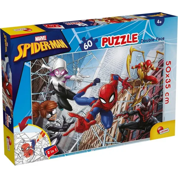 Omul Păianjen 2 în 1 puzzle de 60 piese și carte de colorat 50x35cm - Lisciani imaginea 1