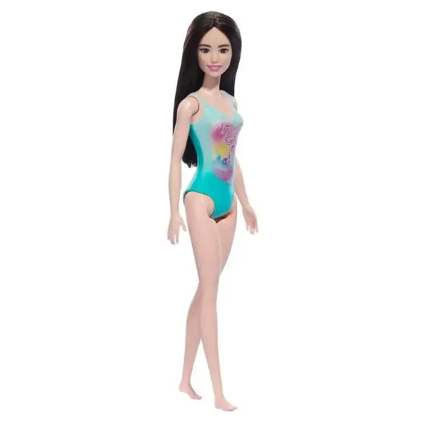 Păpușă Barbie Beach în costum de baie cu model albastru - Mattel imaginea 2