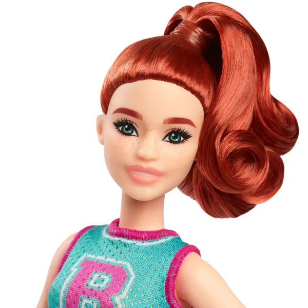 Păpușă Barbie Fashionista stilată, cu păr roșcat și fustă mov - Mattel imaginea 3