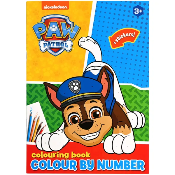 Patrula Cățelușilor: Colorează după numere – Carte de colorat cu autocolante imaginea 1