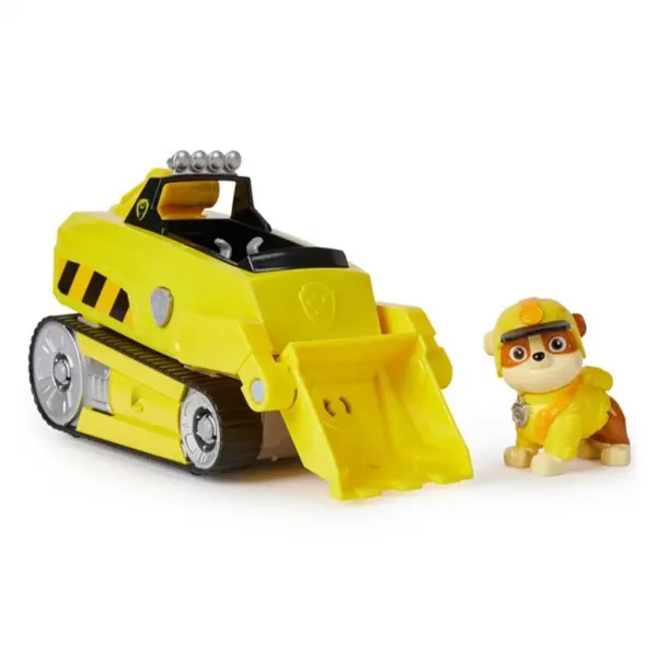 Patrula Cățelușilor: Figurină mini Rubble cu vehicul rinocer - Spin Master imaginea 3