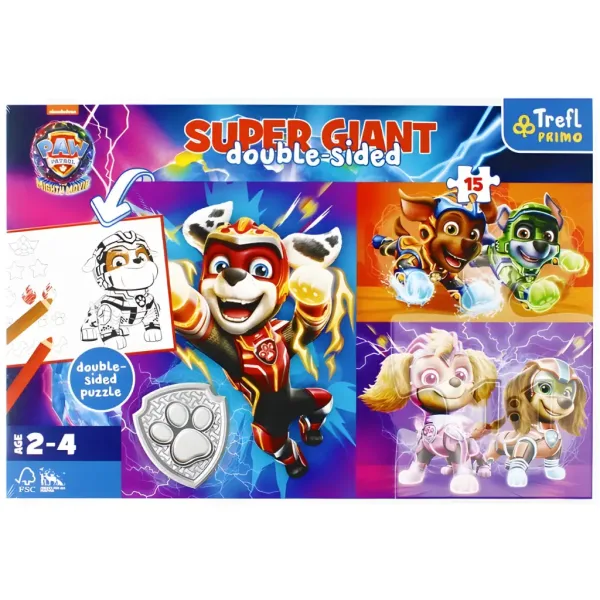 Patrula Catelusilor: Super filmul - Puzzle gigant cu două fețe de colorat, 15 piese - Trefl imaginea 1