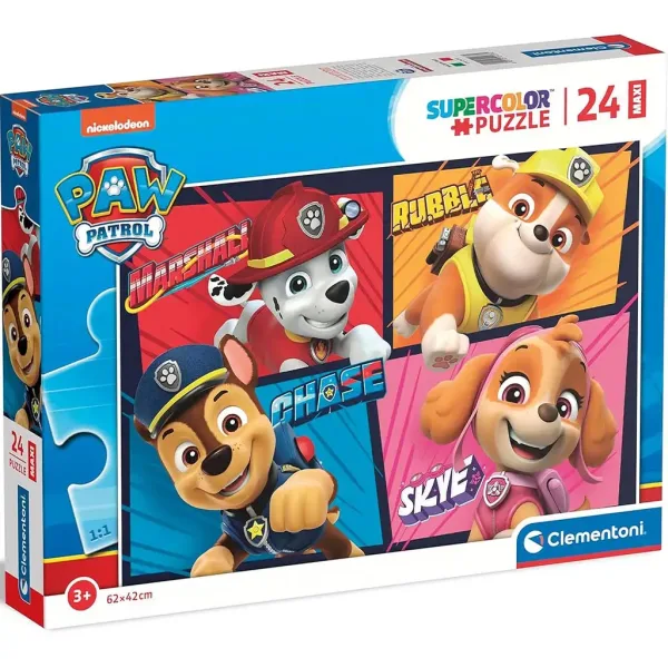 Patrula Cățelușilor Zâmbăreți puzzle maxi supercolor 24 piese - Clementoni imaginea 1