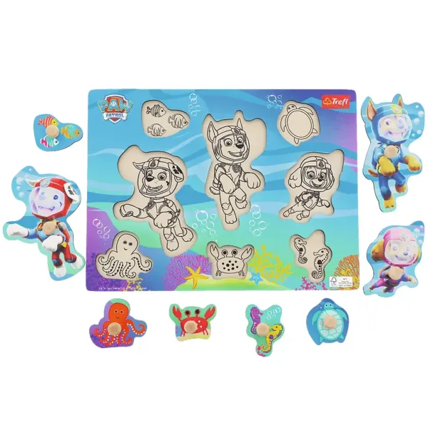Patrula cățelușilor scafandri în acțiune puzzle din lemn cu forme - Trefl imaginea 2
