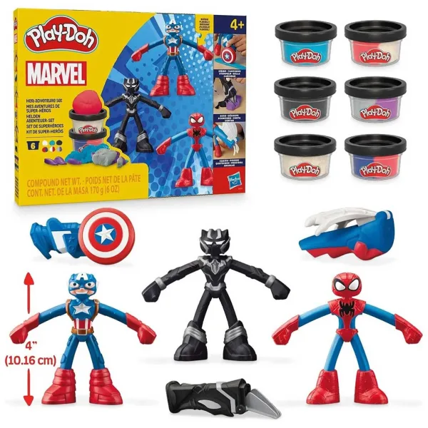 Play-Doh: Aventuri eroice Marvel - set de plastilină cu 3 figurine - Hasbro imaginea 2