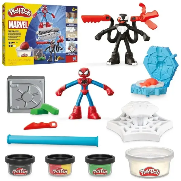 Play-Doh: Set de joacă de luptă Marvel Spider-Man Launch & Slice - Hasbro imaginea 3