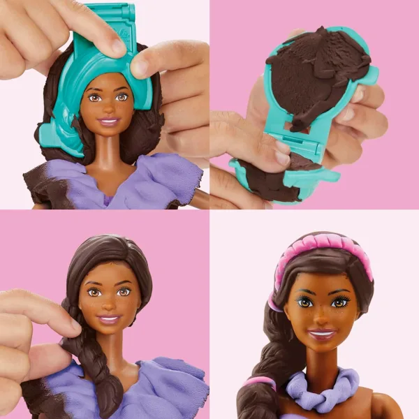Play-Doh: Set de modelaj cu rochii cu volane Barbie Fashionista și păpușă - Hasbro imaginea 3