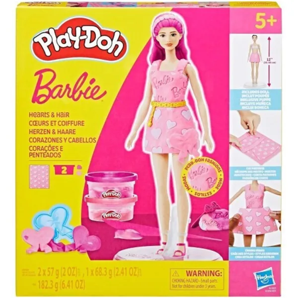 Play-Doh: Set de plastilină Barbie inimi și coroană de păr cu păpușă - Hasbro imaginea 1
