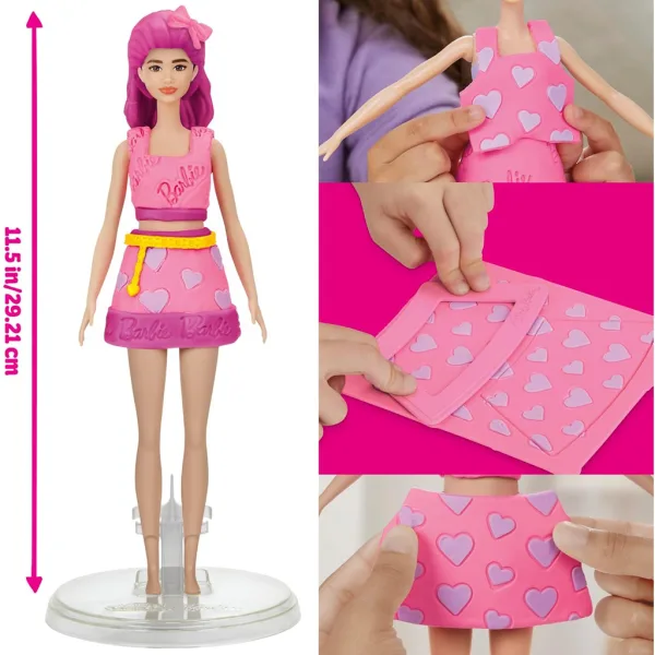Play-Doh: Set de plastilină Barbie inimi și coroană de păr cu păpușă - Hasbro imaginea 4