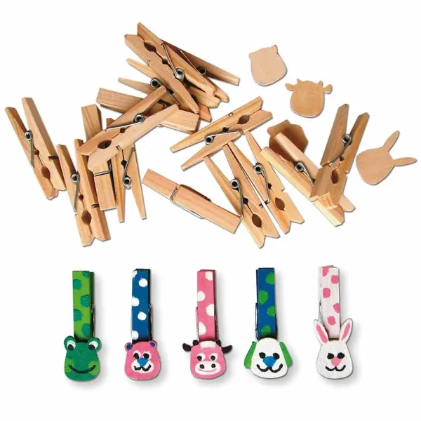 PlayBox: Cleme decorative din lemn cu elemente decorative capete de animale, pachet de 75 bucăți imaginea 1