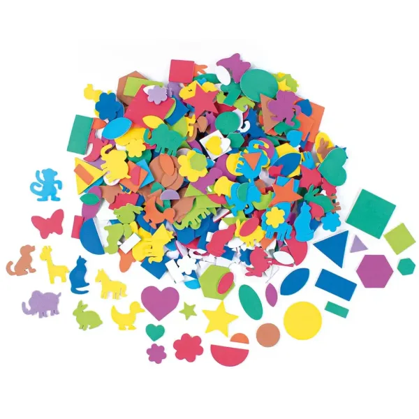 PlayBox: Elemente decorative adezive din burete colorat, în diverse culori și forme, pachet de 170g. imaginea 1