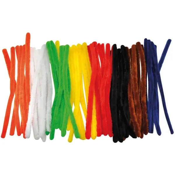 PlayBox: Fire colorate din chenille, culori de bază, 1,6x28cm, pachet de 50 bucăți. imaginea 1