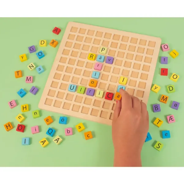 PlayBox: Joc educativ din lemn colorat ABC 25x25cm imaginea 2