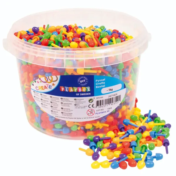 PlayBox: Mozaic colorat cu butoni, set de 2700 bucăți, în găleată, 1cm imaginea 1