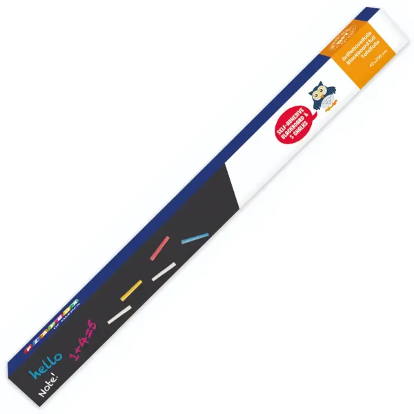 PlayBox: Rulou de tablă neagră cu cretă colorată 200x45cm imaginea 1