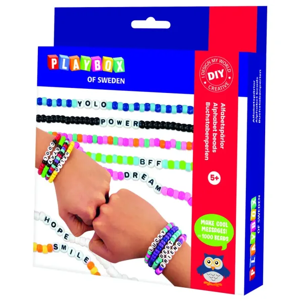 PlayBox: Set creativ de confecționare brățări cu mărgele colorate și cu litere. imaginea 1