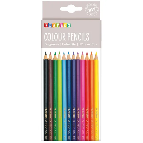 PlayBox: Set de 12 creioane colorate subțiri imaginea 1