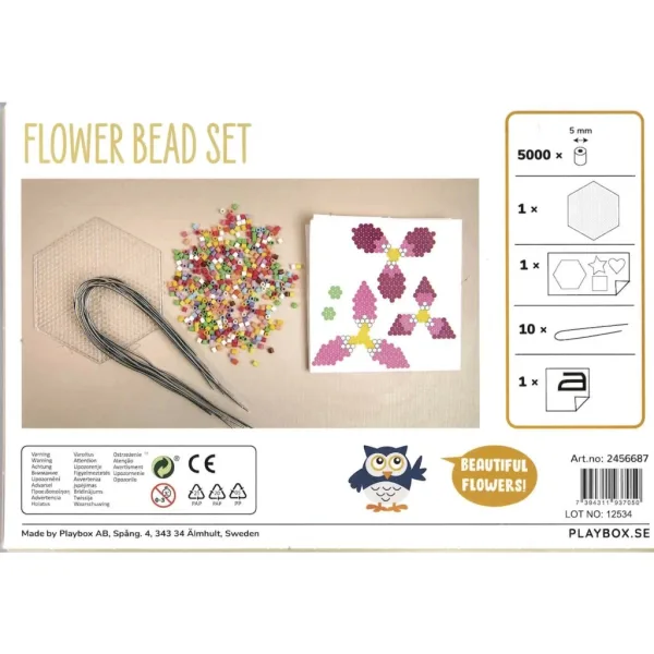 PlayBox: Set de 5000 bucăți de mărgele MIDI pentru călcat de 5mm, model flori imaginea 2