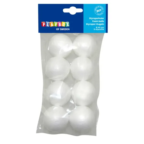 PlayBox: Set de 8 bile decorative din polistiren, 40mm. imaginea 1