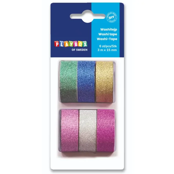 PlayBox: Set de bandă adezivă decorativă cu sclipici, 6 bucăți imaginea 1
