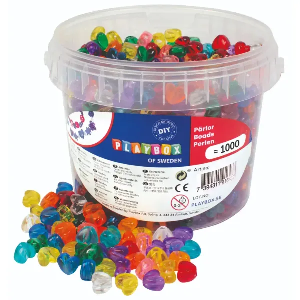 PlayBox: Set de mărgele colorate în formă de inimă, 1000 de bucăți imaginea 1