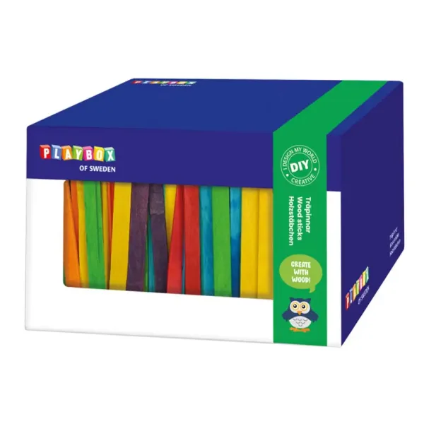 PlayBox: Set de spatule colorate din lemn în cutie, 1000 bucăți imaginea 1
