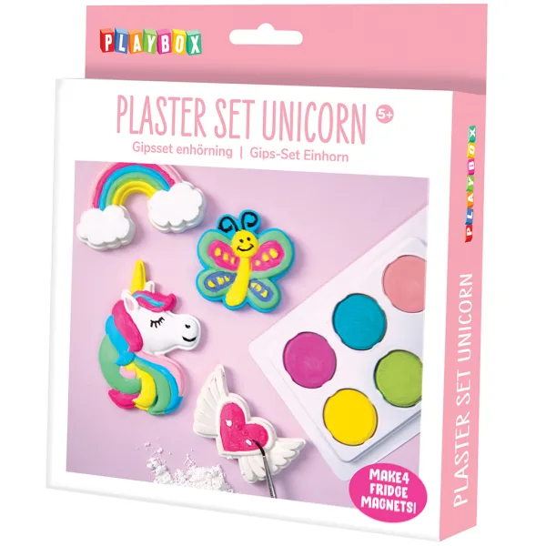 PlayBox: Set de turnare din ipsos pentru realizarea magneților de frigider cu unicorni imaginea 1