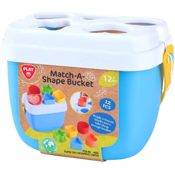Playgo: Găletușă sortator de forme colorate imaginea 1