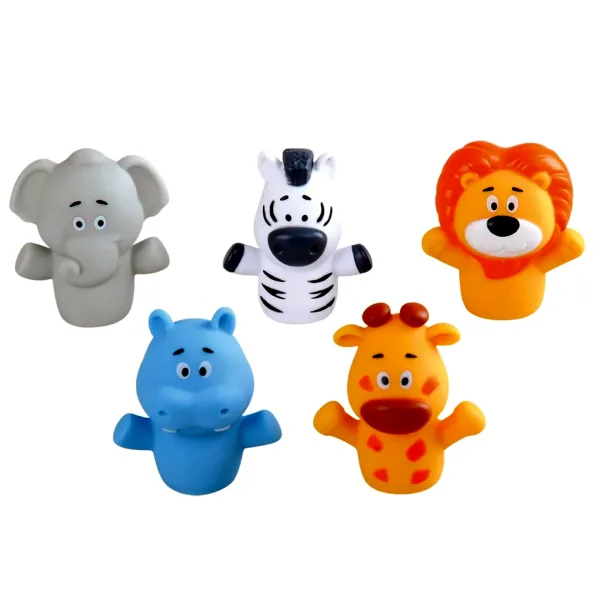 Playgo: Set de marionete pentru degete cu 5 animale de safari imaginea 2