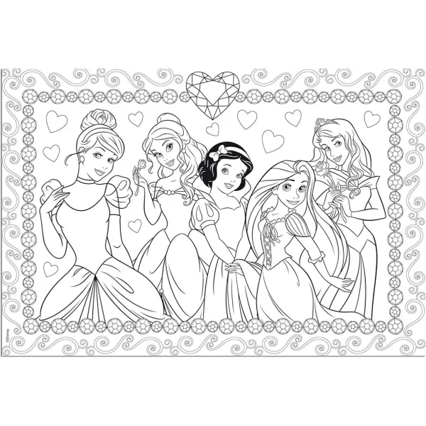 Prințese Disney 2 în 1 puzzle de 108 piese și carte de colorat 50x35cm - Lisciani imaginea 2