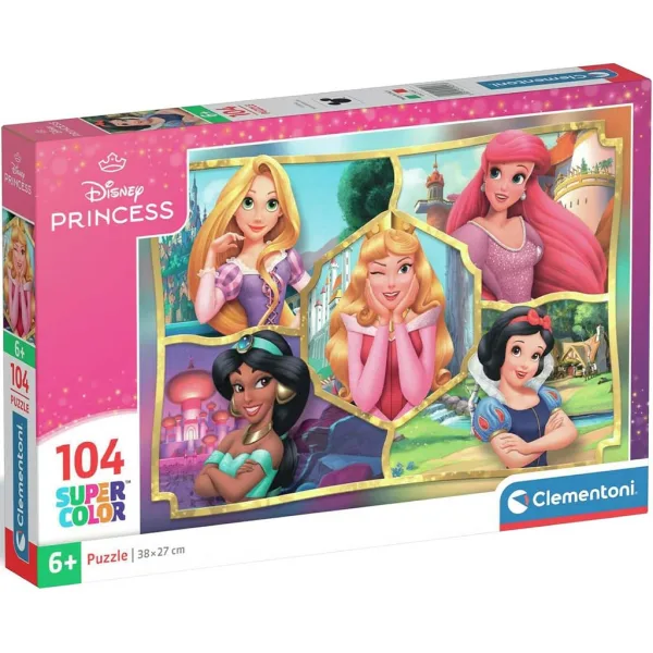 Prințese Disney puzzle supercolor de 104 piese - Clementoni imaginea 1