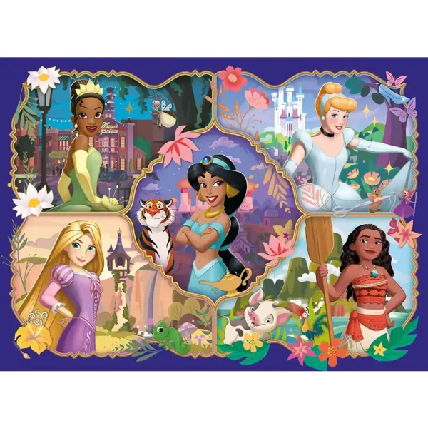 Prințese Disney și animalele lor 2 în 1 puzzle eco mini de 24 piese și carte de colorat 35x25cm - Lisciani imaginea 2