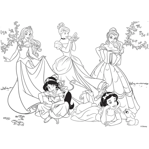 Prințesele Disney - Magia grădinii de basm 2 în 1 puzzle de 60 de piese și carte de colorat 50x35cm - Lisciani imaginea 3