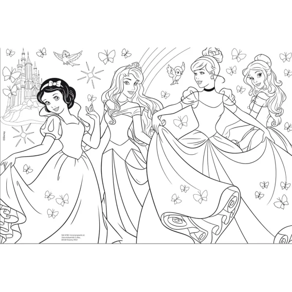 Prințesele Disney 2 în 1 puzzle de 60 piese și carte de colorat 50x35cm - Lisciani imaginea 3