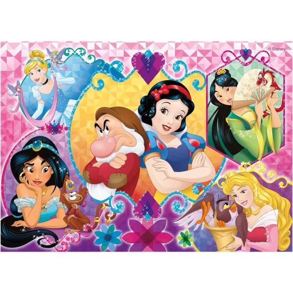 Prințesele Disney 2 în 1, puzzle maxi 2x24 piese și carte de colorat - Lisciani imaginea 3