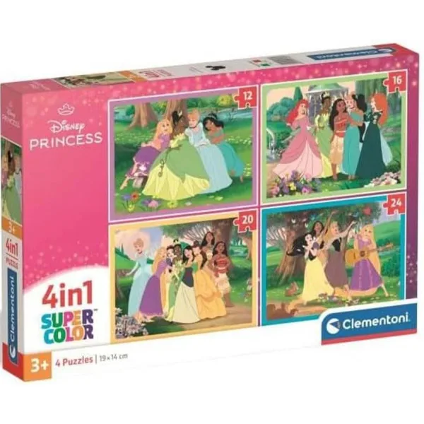 Prințesele Disney 4 în 1 Supercolor puzzle - Clementoni imaginea 1