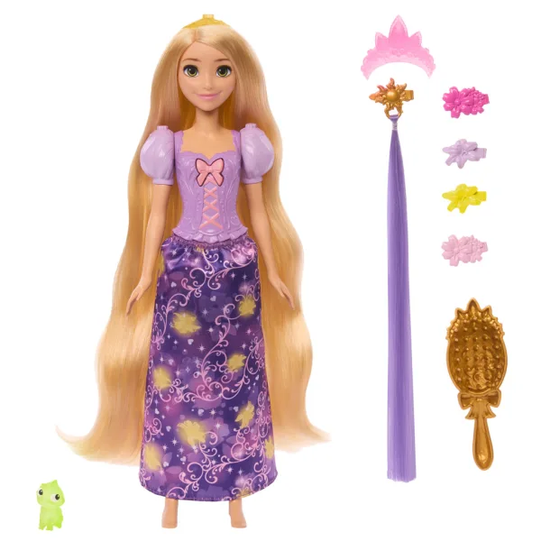 Prințesele Disney Păpușă magică Rapunzel cu accesorii - Mattel imaginea 3