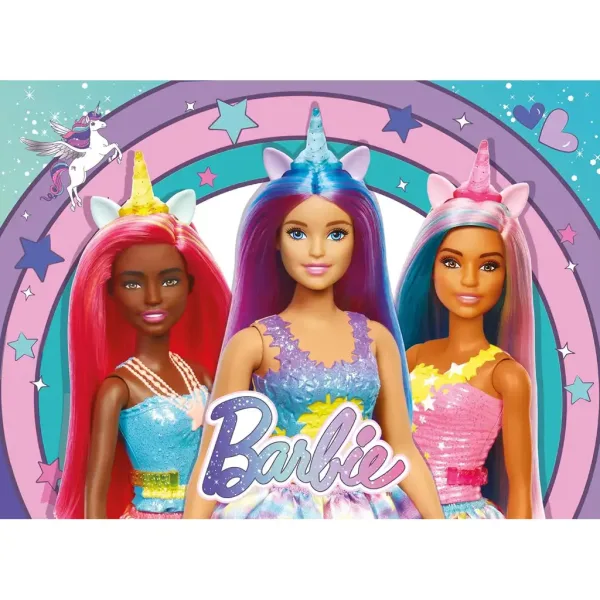 Puzzle Barbie cu unicorn magic, 48 piese, 35x25cm - Lisciani imaginea 2