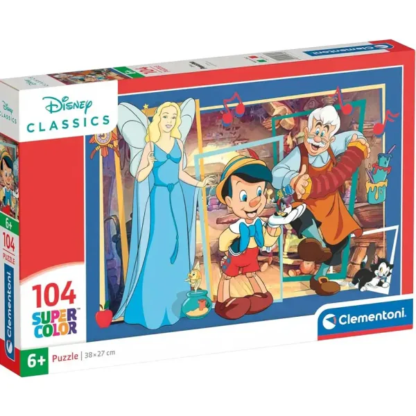 Puzzle Disney Pinocchio 104 piese Supercolor - Clementoni imaginea 1